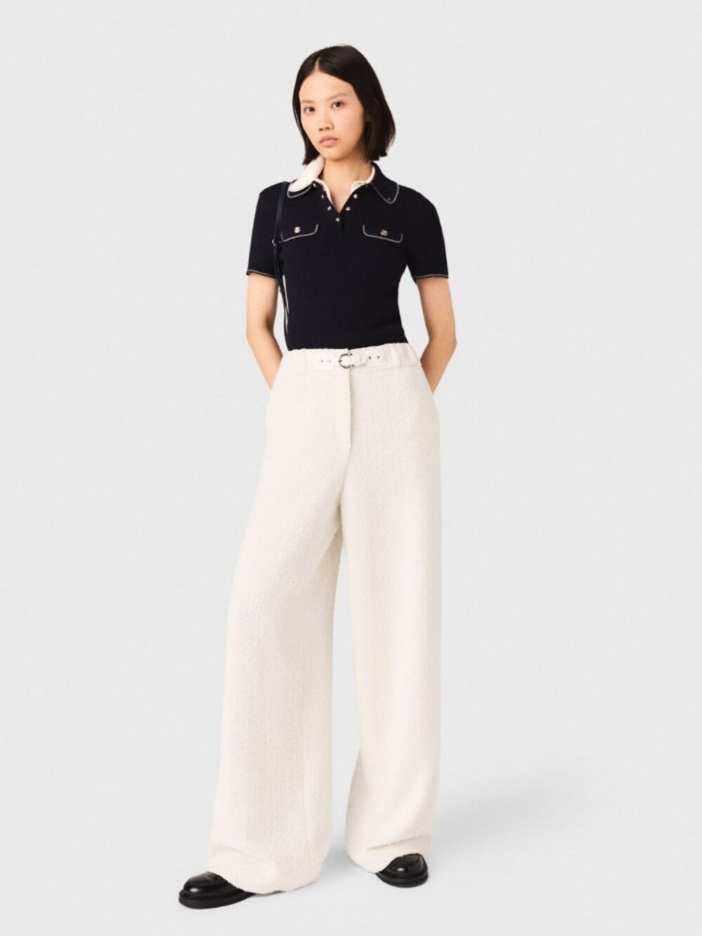Wide-leg tweed trousers - Maje